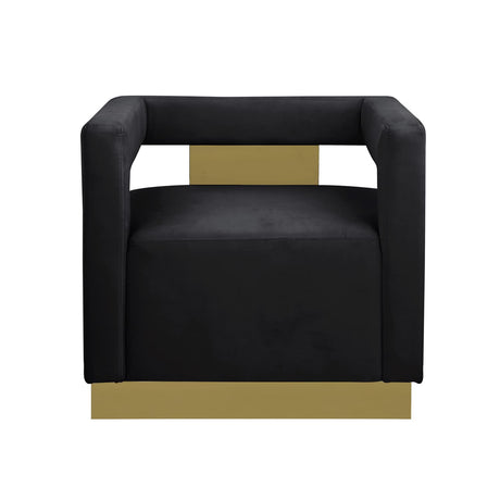Hayes Tufted Modern Glam Velvet Accent Chair in Black - detail view