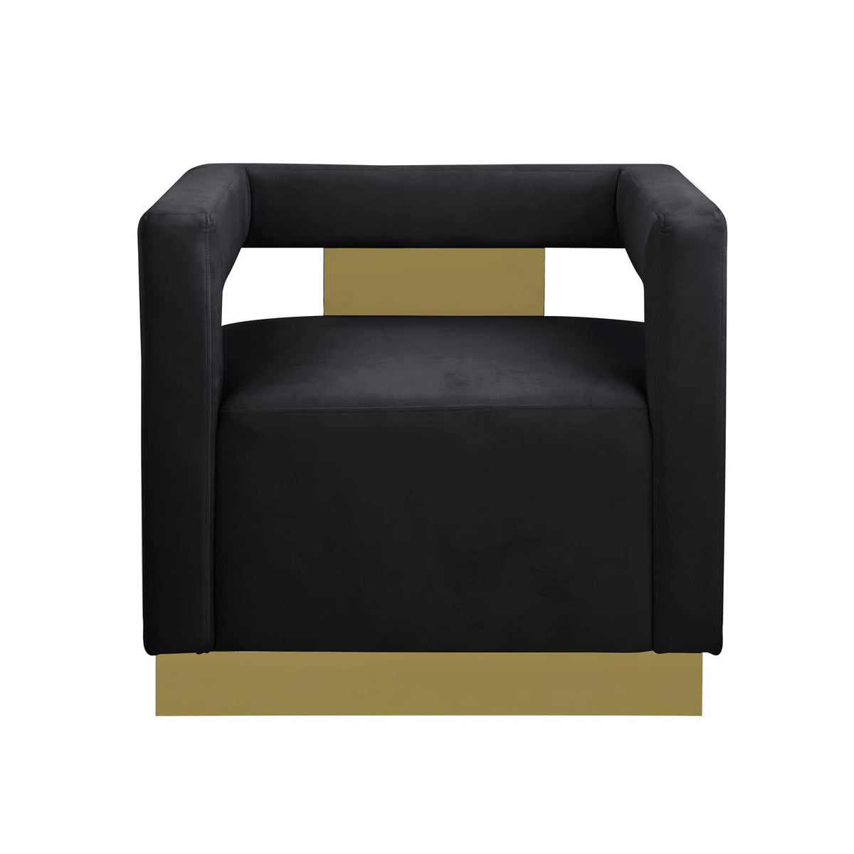 Hayes Tufted Modern Glam Velvet Accent Chair in Black - detail view - Black