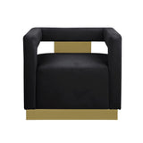 Hayes Tufted Modern Glam Velvet Accent Chair in Black - detail view - Black