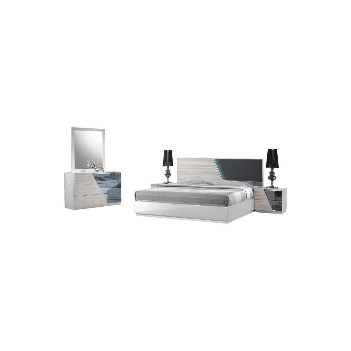 Manchester 5-Piece Wood Queen Bedroom Set in Zebra/White