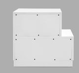 Spain 19" Modern Left-Hand Side 2-Drawer Bedroom Nightstand, Short Top Drawer in White/Silver - detail view