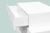 Spain 44" Modern 5-Drawer Bedroom Chest, Built-in Side Pulls in White/Silver - angle view