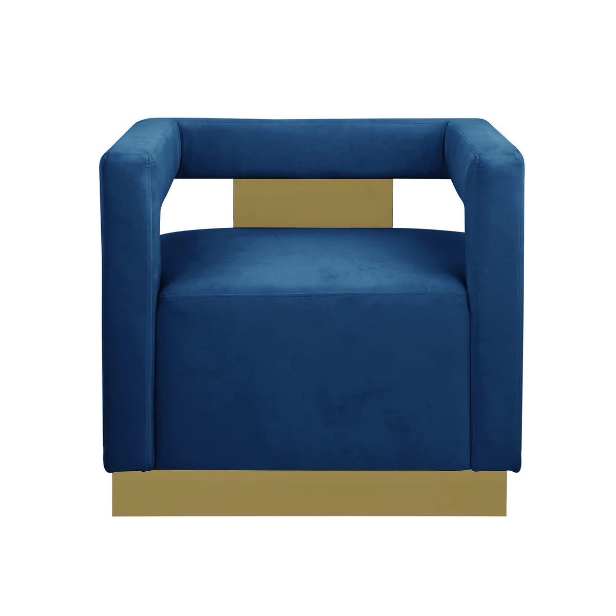 Modern Velvet Accent Chair in Navy Blue - detail view - Navy Blue