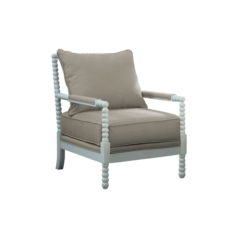 West Palm Solid Wood Accent Chair with Fabric Cushions - Coastal Casual in Beige & White