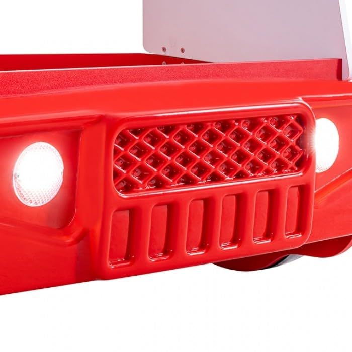 Firestall Twin Fire Truck Bed - Novelty Kids Race Car Bed in High Gloss Red