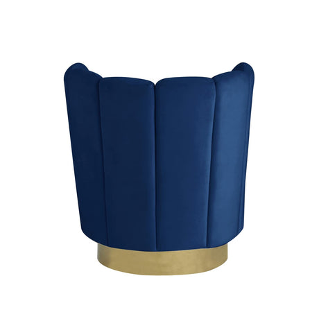 Modern Upholstered Swivel Accent Chair in Navy Blue - room setting
