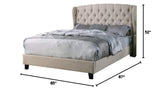 Yvette Upholstered Tufted with Wingback Platform Bed King Beige - side view