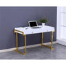 White Lacquer 2-Drawer Writing Desk Gold - front view