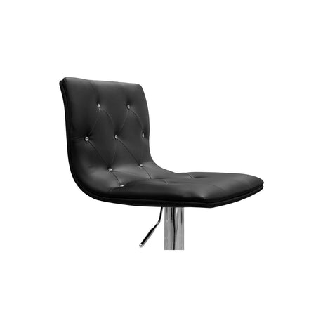 Modern Swivel Bar Stool with Crystal/Tufted Look in Black - front view