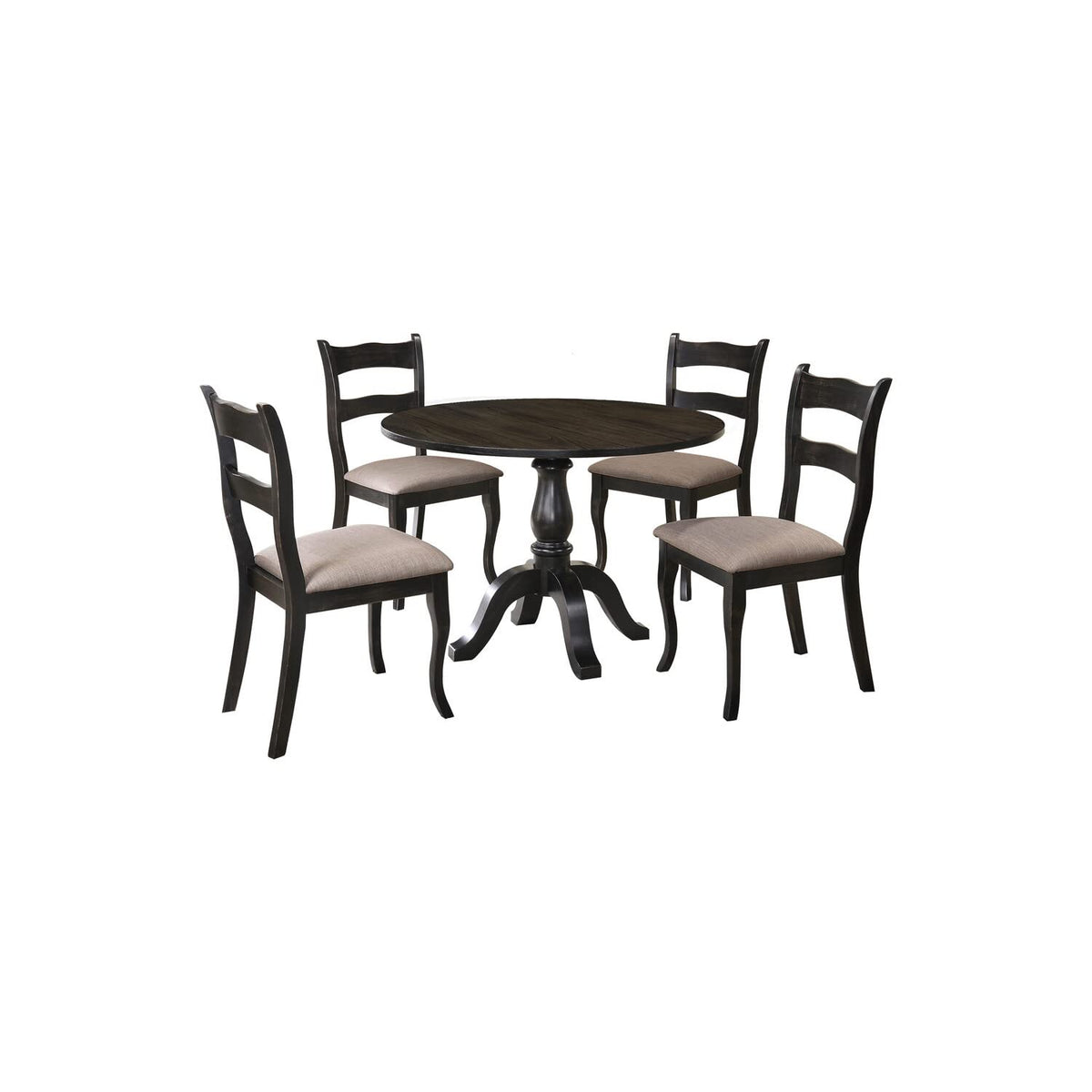 5 Pcs Cottage Dining Set Black