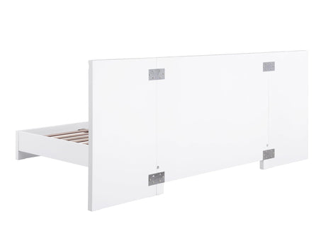 Trevello Modern Lacquered High Gloss Queen Bed Frame, Expansive Headboard with Optional Connected… - angle view