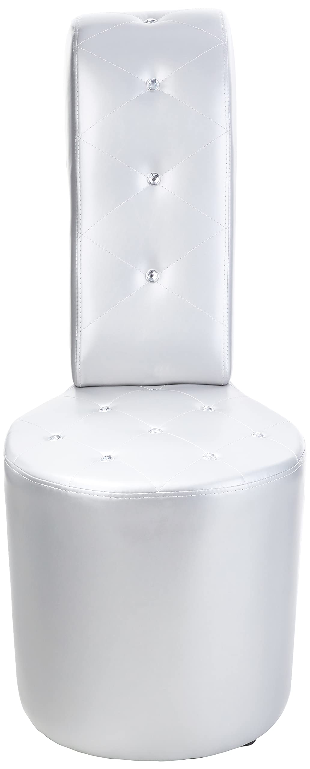 High Heel Faux Leather Shoe Chair with Crystal Studs in Silver - detail view