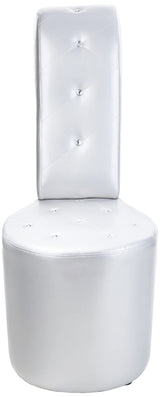 High Heel Faux Leather Shoe Chair with Crystal Studs in Silver - detail view