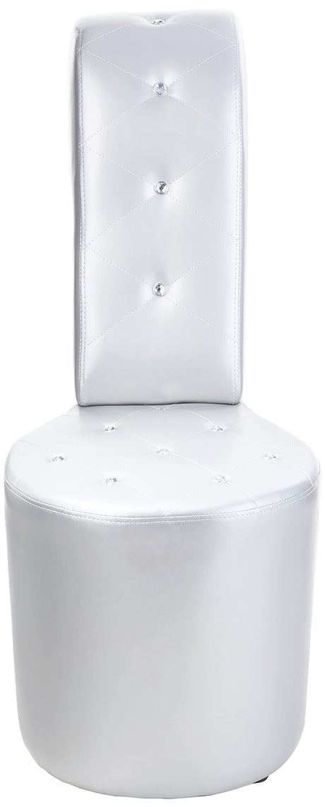 High Heel Faux Leather Shoe Chair with Crystal Studs in Silver - detail view