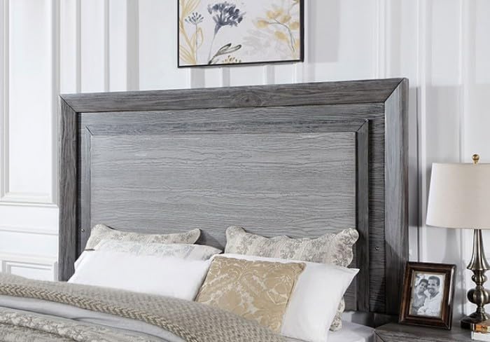 Raiden Queen Bedroom Set with Integrated LED Lighting and USB Charging - Transitional & Brushed Gray Finish