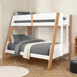 Delbin Twin over Full Wooden Bunk Bed with Attached Ladder - Low Profile in White/Natural Finish