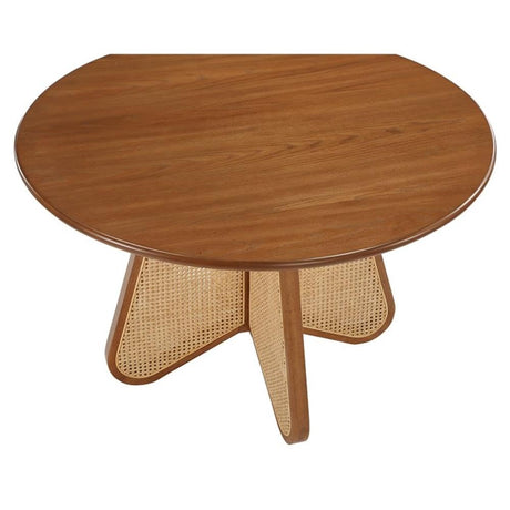 Kassy 5-Piece Cream with Walnut Rattan Dining Set - room setting