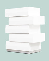 Spain 44" Modern 5-Drawer Bedroom Chest, Built-in Side Pulls in White/Silver