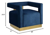 Modern Velvet Accent Chair in Navy Blue - side view