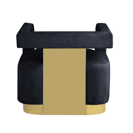 Hayes Tufted Modern Glam Velvet Accent Chair in Black - angle view