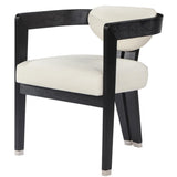 Cream Faux Leather Dining Armchair w/Wood Legs