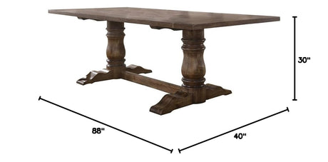 Transitional Wood Dining Table Only Only in Antique Natural Oak - side view
