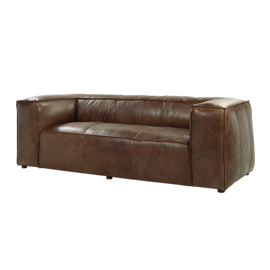 Brancaster Industrial Living Room Collection - Top Grain Leather & Riveted Patchwork Aluminum Sofa, Loveseat & Accent Chairs