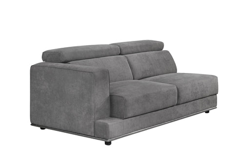 Alwin Modular Sectional - Adjustable Headrests & Pull-Out Seat in Dark Gray Fabric