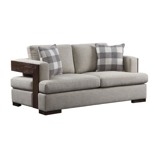 Niamey Loveseat & Sofa Table - Walnut Wood Trim & Clean-Lined Silhouette