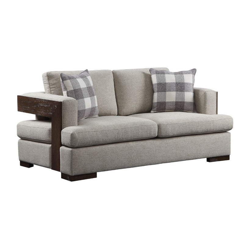Niamey Loveseat & Sofa Table - Walnut Wood Trim & Clean-Lined Silhouette