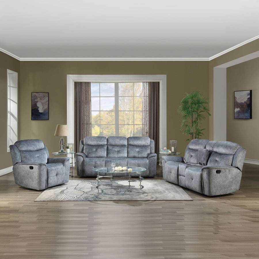 Mariana Motion Reclining Loveseat with Console - Cup Holders in Silver Gray Fabric