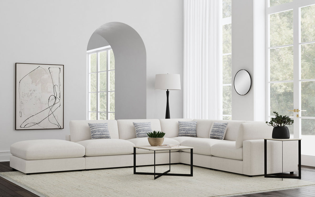 Serene Modular Sectional Sofa - 6pcs- 2 Corners + 3 Armless Chairs + Ottoman (158" x 120")