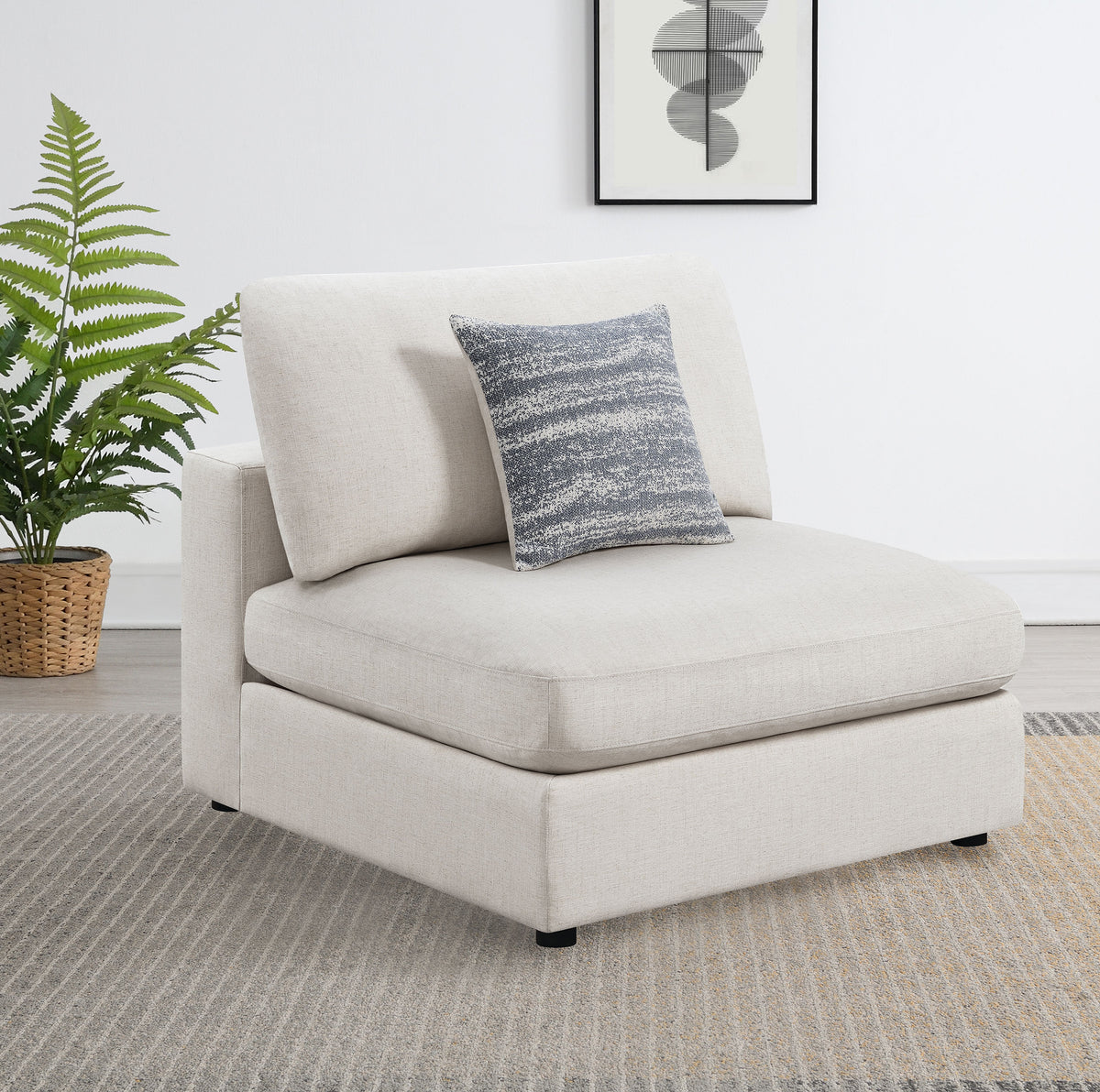 Serene Modular Sectional Sofa - Linen-Blend Beige with Feather-Blend Cushions, 4 to 6-Piece Layouts - lifestyle