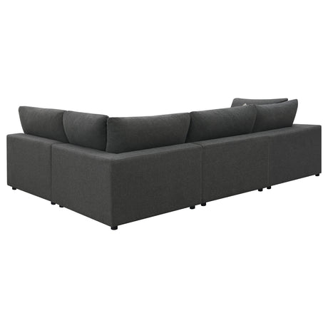 Serene Modular Sectional Sofa, Armless Chair & Ottoman - Charcoal Linen-Blend with Feather-Blend Cushions – view 10