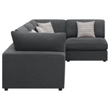 Serene Modular Sectional Sofa, Armless Chair & Ottoman - Charcoal Linen-Blend with Feather-Blend Cushions – view 11
