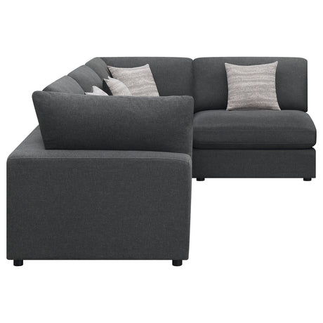 Serene Modular Sectional Sofa, Armless Chair & Ottoman - Charcoal Linen-Blend with Feather-Blend Cushions – view 11