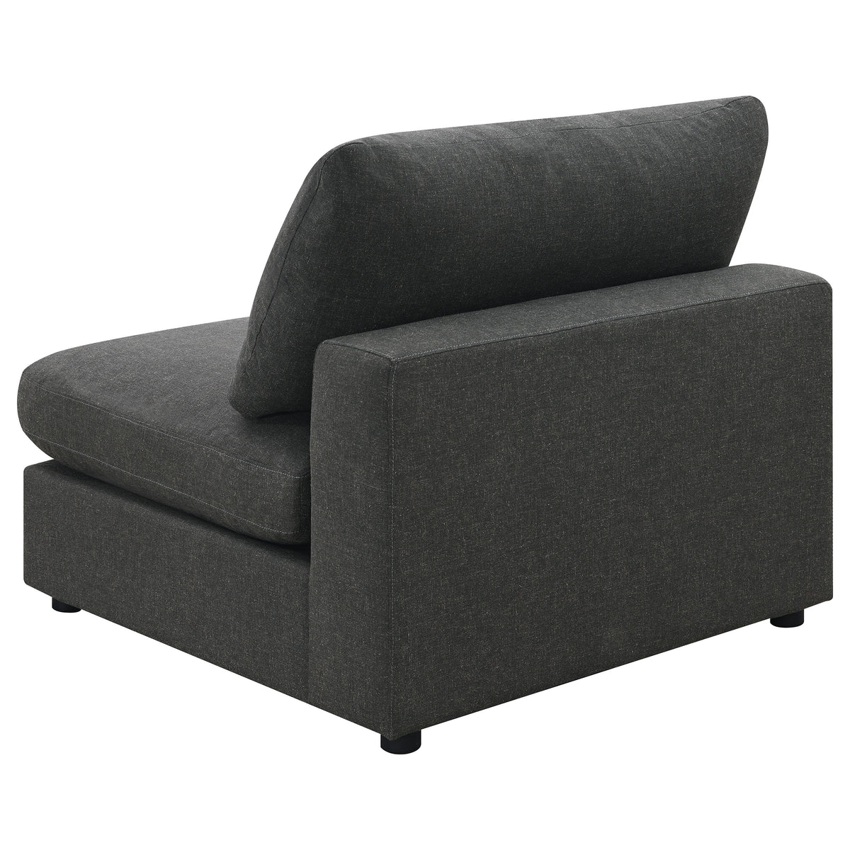 Serene Modular Sectional Sofa, Armless Chair & Ottoman - Charcoal Linen-Blend with Feather-Blend Cushions – view 13