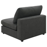 Serene Modular Sectional Sofa, Armless Chair & Ottoman - Charcoal Linen-Blend with Feather-Blend Cushions – view 13