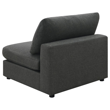 Serene Modular Sectional Sofa, Armless Chair & Ottoman - Charcoal Linen-Blend with Feather-Blend Cushions – view 13