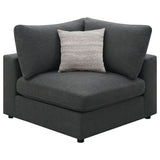 Serene Modular Sectional Sofa, Armless Chair & Ottoman - Charcoal Linen-Blend with Feather-Blend Cushions – view 14