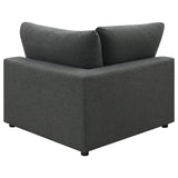 Serene Modular Sectional Sofa, Armless Chair & Ottoman - Charcoal Linen-Blend with Feather-Blend Cushions – view 15