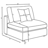 Serene Modular Sectional Sofa, Armless Chair & Ottoman - Charcoal Linen-Blend with Feather-Blend Cushions – view 18