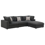 Serene Modular Sectional Sofa, Armless Chair & Ottoman - Charcoal Linen-Blend with Feather-Blend Cushions – view 20