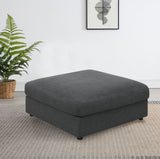 Serene Modular Sectional Sofa, Armless Chair & Ottoman - Charcoal Linen-Blend with Feather-Blend Cushions - lifestyle