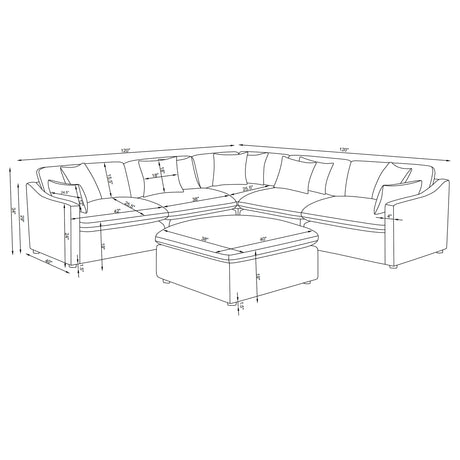 Hobson Modular Sectional Sofa - Ivory Performance Fabric with Reversible Cushions, 4 to 6 Pieces – view 18