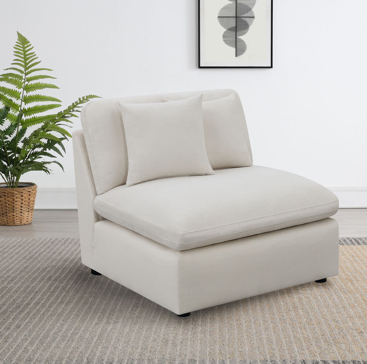 Hobson Modular Sectional Sofa - Ivory Performance Fabric with Reversible Cushions, 4 to 6 Pieces - lifestyle