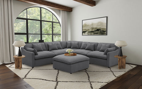 Hobson Modular Sectional Sofa - 6pcs- LAF Chair + 2 Armless Chairs + Corner + RAF Chair + Ottoman