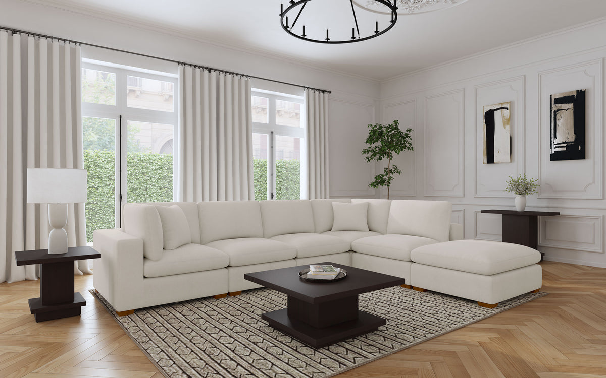 Lakeview Modular Sectional Sofa - 6pcs- 3 Armless Chairs + 2 Corners + Ottoman