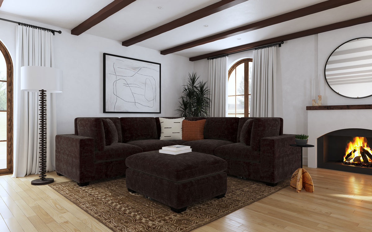 Lakeview Modular Sectional Sofa, Armless Chair & Ottoman - 6pcs- 2 Armless + 3 Corner + Ottoman