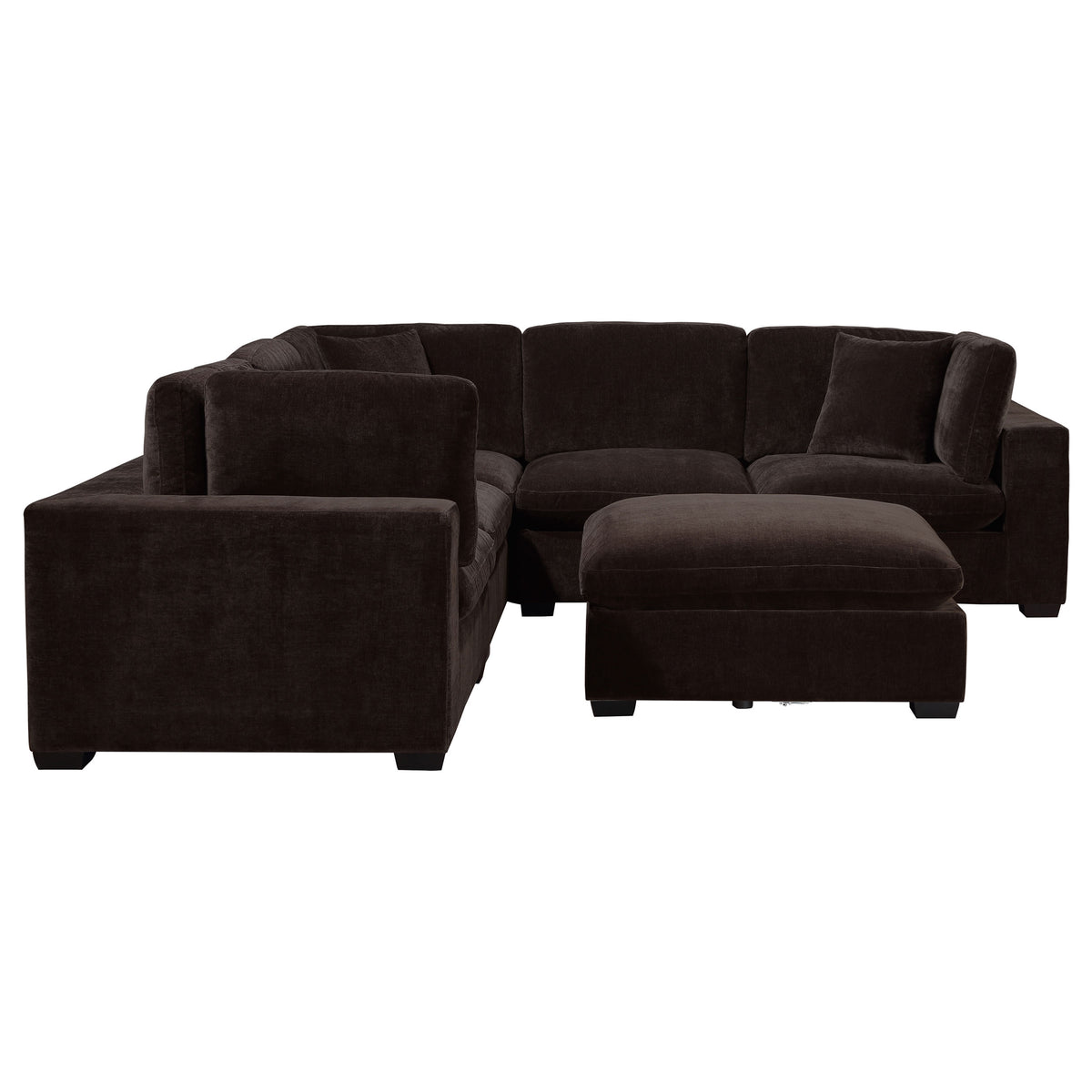 Lakeview Modular Sectional Sofa, Armless Chair & Ottoman - Dark Chocolate Chenille with Reversible Cushions – view 9